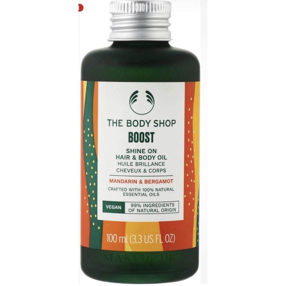 The Body Shop Boost Shine‎ On Hair & Body Oil Mandarin & Bergamot 3.3 Fl Oz New